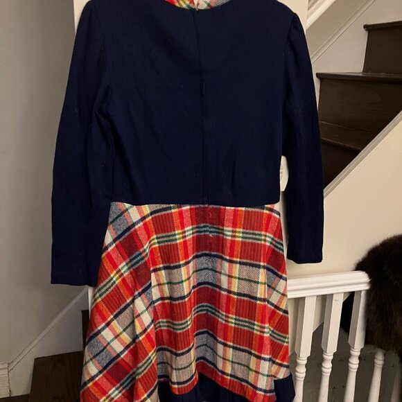 Cozy Vintage Navy and Plaid Dress - Picture 4 of 6